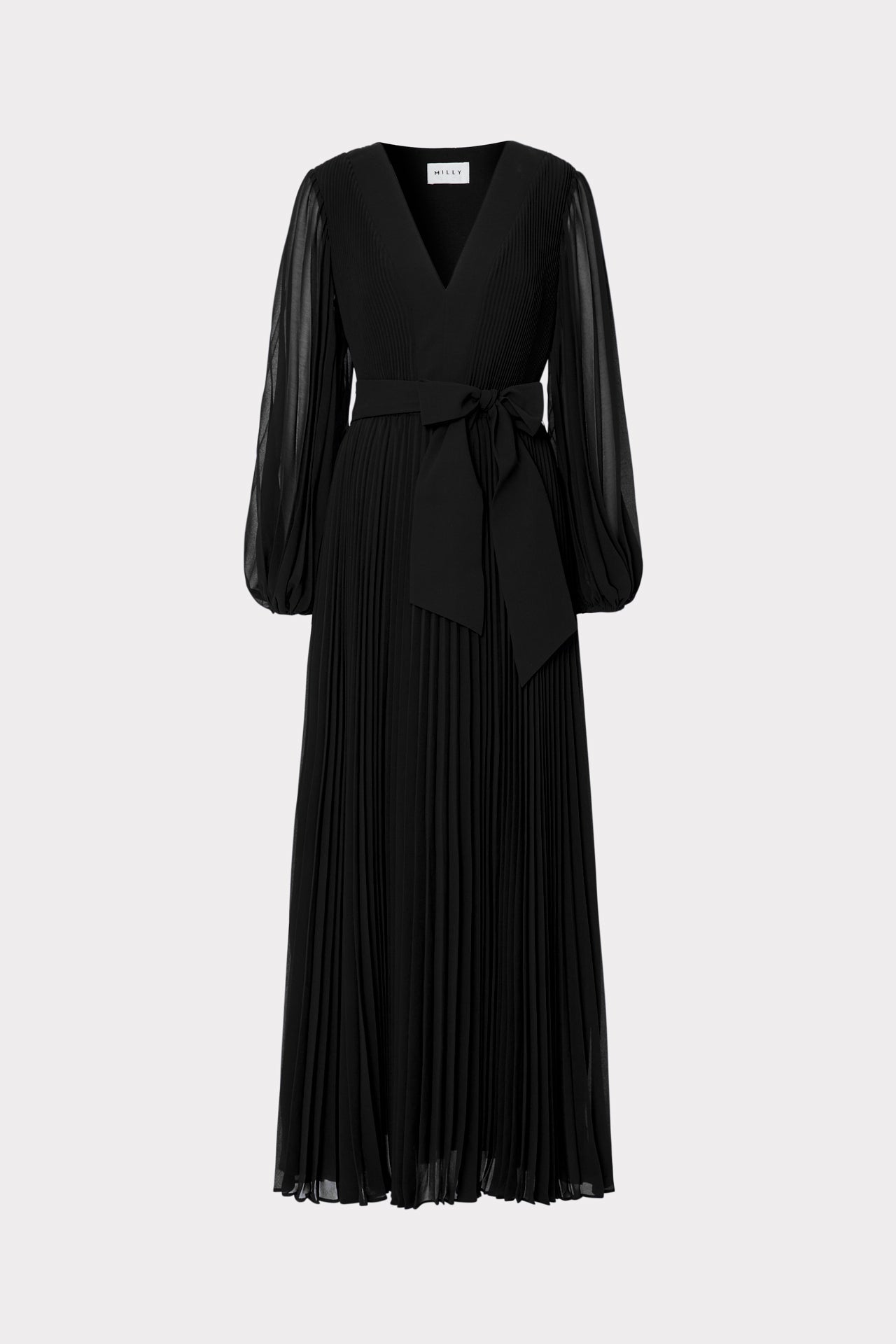 black pleated dress